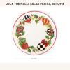 MACKENZIE-CHILDS Deck the Halls Appetizer Plate, Decorative Stoneware Christmas Appetizer Plate, 5.5 Inches, Set of 4(7.5 Inches)