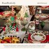 MACKENZIE-CHILDS Deck the Halls Appetizer Plate, Decorative Stoneware Christmas Appetizer Plate, 5.5 Inches, Set of 4(7.5 Inches)