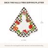 MACKENZIE-CHILDS Deck the Halls Serving Platter, Holiday Tree-Shaped Platter, Decorative Serving Platter