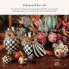 MACKENZIE-CHILDS Decorative Acorns, Resin Acorn Fall Decor for Kitchen and Home, Set of 2, Brown-and-White Mocha Check(Courtly)