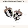 MACKENZIE-CHILDS Decorative Acorns, Resin Acorn Fall Decor for Kitchen and Home, Set of 2, Brown-and-White Mocha Check(Courtly Check and Stripe)
