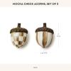 MACKENZIE-CHILDS Decorative Acorns, Resin Acorn Fall Decor for Kitchen and Home, Set of 2, Brown-and-White Mocha Check(Mocha Check)
