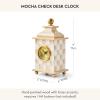 MACKENZIE-CHILDS Desk Clock, Retro Analog Clock for Room Decor, Brown-and-White Mocha Check(Country Rustic)