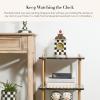 MACKENZIE-CHILDS Desk Clock, Retro Analog Clock for Room Decor, Brown-and-White Mocha Check(Courtly Check)