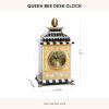 MACKENZIE-CHILDS Desk Clock, Retro Analog Clock for Room Decor, Brown-and-White Mocha Check(Queen Bee)