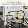 MACKENZIE-CHILDS Desk Clock, Retro Analog Clock for Room Decor, Brown-and-White Mocha Check(Queen Bee)