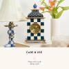 MACKENZIE-CHILDS Desk Clock, Retro Analog Clock for Room Decor, Brown-and-White Mocha Check(Royal Check)
