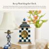 MACKENZIE-CHILDS Desk Clock, Retro Analog Clock for Room Decor, Brown-and-White Mocha Check(Royal Check)