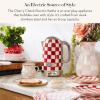 MACKENZIE-CHILDS Electric Kettle, Stainless-Steel Tea Kettle, Black-and-White Courtly Check(Cherry Check)