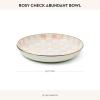 MACKENZIE-CHILDS Enamel Abundant Bowl, Decorative or Serving Bowl, 13-Cup Capacity, Brown-and-White Mocha Check(Rosy Check)