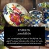 MACKENZIE-CHILDS Enamel Abundant Bowl, Decorative or Serving Bowl, 13-Cup Capacity, Brown-and-White Mocha Check(White Flower Market)