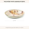 MACKENZIE-CHILDS Enamel Abundant Bowl, Decorative or Serving Bowl, 13-Cup Capacity, Brown-and-White Mocha Check(White Wild Rose)