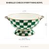MACKENZIE-CHILDS Enamel Bowl, Serving Bowl for Entertaining, Everything Bowl, Brown-and-White Mocha Check(Emerald Check)
