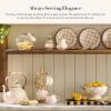 MACKENZIE-CHILDS Enamel Bowl, Serving Bowl for Entertaining, Everything Bowl, Brown-and-White Mocha Check(Rosy Check)