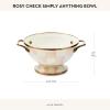 MACKENZIE-CHILDS Enamel Bowl, Serving Bowl for Entertaining, Everything Bowl, Brown-and-White Mocha Check(Rosy Check)