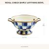 MACKENZIE-CHILDS Enamel Bowl, Serving Bowl for Entertaining, Everything Bowl, Brown-and-White Mocha Check(Royal Check)
