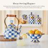 MACKENZIE-CHILDS Enamel Bowl, Serving Bowl for Entertaining, Everything Bowl, Brown-and-White Mocha Check(Royal Check)