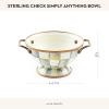 MACKENZIE-CHILDS Enamel Bowl, Serving Bowl for Entertaining, Everything Bowl, Brown-and-White Mocha Check(Sterling Check)