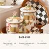 MACKENZIE-CHILDS Enamel Canister, Kitchen Storage Container with Lid, Large, Deck the Halls(Butterfly Garden)