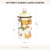 MACKENZIE-CHILDS Enamel Canister, Kitchen Storage Container with Lid, Large, Deck the Halls(Butterfly Garden)