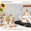 MACKENZIE-CHILDS Enamel Canister, Kitchen Storage Container with Lid, Large, Deck the Halls(Butterfly Garden)