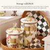 MACKENZIE-CHILDS Enamel Canister, Kitchen Storage Container with Lid, Large, Deck the Halls(Butterfly Garden)