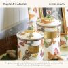 MACKENZIE-CHILDS Enamel Canister, Kitchen Storage Container with Lid, Medium, Deck the Halls(Butterfly Garden)
