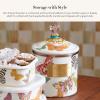 MACKENZIE-CHILDS Enamel Canister, Kitchen Storage Container with Lid, Small, Deck The Halls(Butterfly Garden)