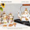 MACKENZIE-CHILDS Enamel Canister, Kitchen Storage Container with Lid, Small, Deck The Halls(Butterfly Garden)