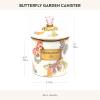 MACKENZIE-CHILDS Enamel Canister, Kitchen Storage Container with Lid, Small, Deck The Halls(Butterfly Garden)