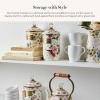 MACKENZIE-CHILDS Enamel Canister, Kitchen Storage Container with Lid, Small, Deck The Halls(Yellow Wildflower)