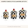 MACKENZIE-CHILDS Enamel Canister Set, Mini (14 oz.), Demi (24 oz.), and Small (38 oz.) Kitchen Containers, Blue-and-White Royal Check(Courtly Check)