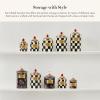 MACKENZIE-CHILDS Enamel Canister Set, Mini (14 oz.), Demi (24 oz.), and Small (38 oz.) Kitchen Containers, Blue-and-White Royal Check(Courtly Check)