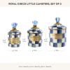MACKENZIE-CHILDS Enamel Canister Set, Mini (14 oz.), Demi (24 oz.), and Small (38 oz.) Kitchen Containers, Blue-and-White Royal Check(Royal Check)