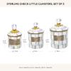 MACKENZIE-CHILDS Enamel Canister Set, Mini (14 oz.), Demi (24 oz.), and Small (38 oz.) Kitchen Containers, Blue-and-White Royal Check(Sterling Check)