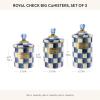 MACKENZIE-CHILDS Enamel Canister Set, Small (38 oz.), Medium (48 oz.), and Large (64 oz.) Kitchen Containers, Black-and-White Courtly Check(Royal Check)