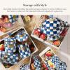 MACKENZIE-CHILDS Enamel Canister Set, Small (38 oz.), Medium (48 oz.), and Large (64 oz.) Kitchen Containers, Black-and-White Courtly Check(Royal Check)