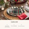 MACKENZIE-CHILDS Enamel Charger Plate, Charger Decoration Plate for Dinner Plates or Home Decor, 12 Inches, Brown-and-White Mocha Check(Black Tartan)