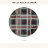 MACKENZIE-CHILDS Enamel Charger Plate, Charger Decoration Plate for Dinner Plates or Home Decor, 12 Inches, Brown-and-White Mocha Check(Black Tartan)