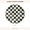MACKENZIE-CHILDS Enamel Charger Plate, Charger Decoration Plate for Dinner Plates or Home Decor, 12 Inches, Brown-and-White Mocha Check(Courtly Check)