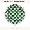 MACKENZIE-CHILDS Enamel Charger Plate, Charger Decoration Plate for Dinner Plates or Home Decor, 12 Inches, Brown-and-White Mocha Check(Emerald Check)