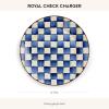 MACKENZIE-CHILDS Enamel Charger Plate, Charger Decoration Plate for Dinner Plates or Home Decor, 12 Inches, Brown-and-White Mocha Check(Royal Check)