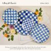 MACKENZIE-CHILDS Enamel Charger Plate, Charger Decoration Plate for Dinner Plates or Home Decor, 12 Inches, Brown-and-White Mocha Check(Royal Check)