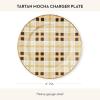MACKENZIE-CHILDS Enamel Charger Plate, Charger Decoration Plate for Dinner Plates or Home Decor, 12 Inches, Brown-and-White Mocha Check(Tartan Mocha)