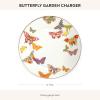 MACKENZIE-CHILDS Enamel Charger Plate, Decorative Plate for Home Decor, 12 Inches, Rosy English Garden(Butterfly Garden)
