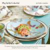 MACKENZIE-CHILDS Enamel Charger Plate, Decorative Plate for Home Decor, 12 Inches, Rosy English Garden(Butterfly Garden)