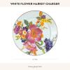 MACKENZIE-CHILDS Enamel Charger Plate, Decorative Plate for Home Decor, 12 Inches, Rosy English Garden(Flower Market White)