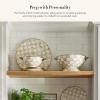 MACKENZIE-CHILDS Enamel Colander, Decorative Kitchen Strainer, Small, Pink-and-White Rosy Check(Mocha Check)
