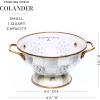 MACKENZIE-CHILDS Enamel Colander, Decorative Kitchen Strainer, Small, Pink-and-White Rosy Check(Sterling Check)