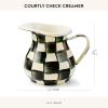 MACKENZIE-CHILDS Enamel Creamer, Creamer Dispenser with Pour Spout, Kitchen Enamelware, Pink-and-White Rosy Check(Courtly Check)